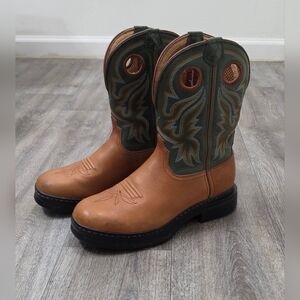 Men's Twisted X Brown and Green EZ Rider Cowboy Boots-Size 7M